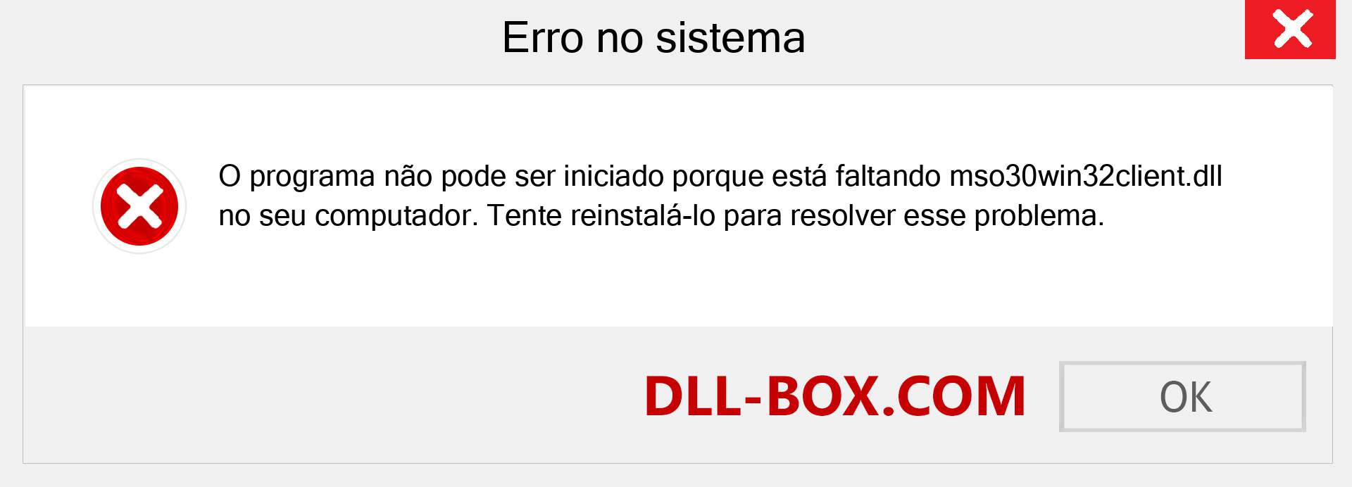 Arquivo mso30win32client.dll ausente ?. Download para Windows 7, 8, 10 - Correção de erro ausente mso30win32client dll no Windows, fotos, imagens